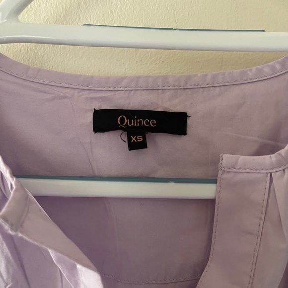 Quince 100% Organic Cotton Poplin Tiered Lilac Dress XS stretch - Picture 6 of 16